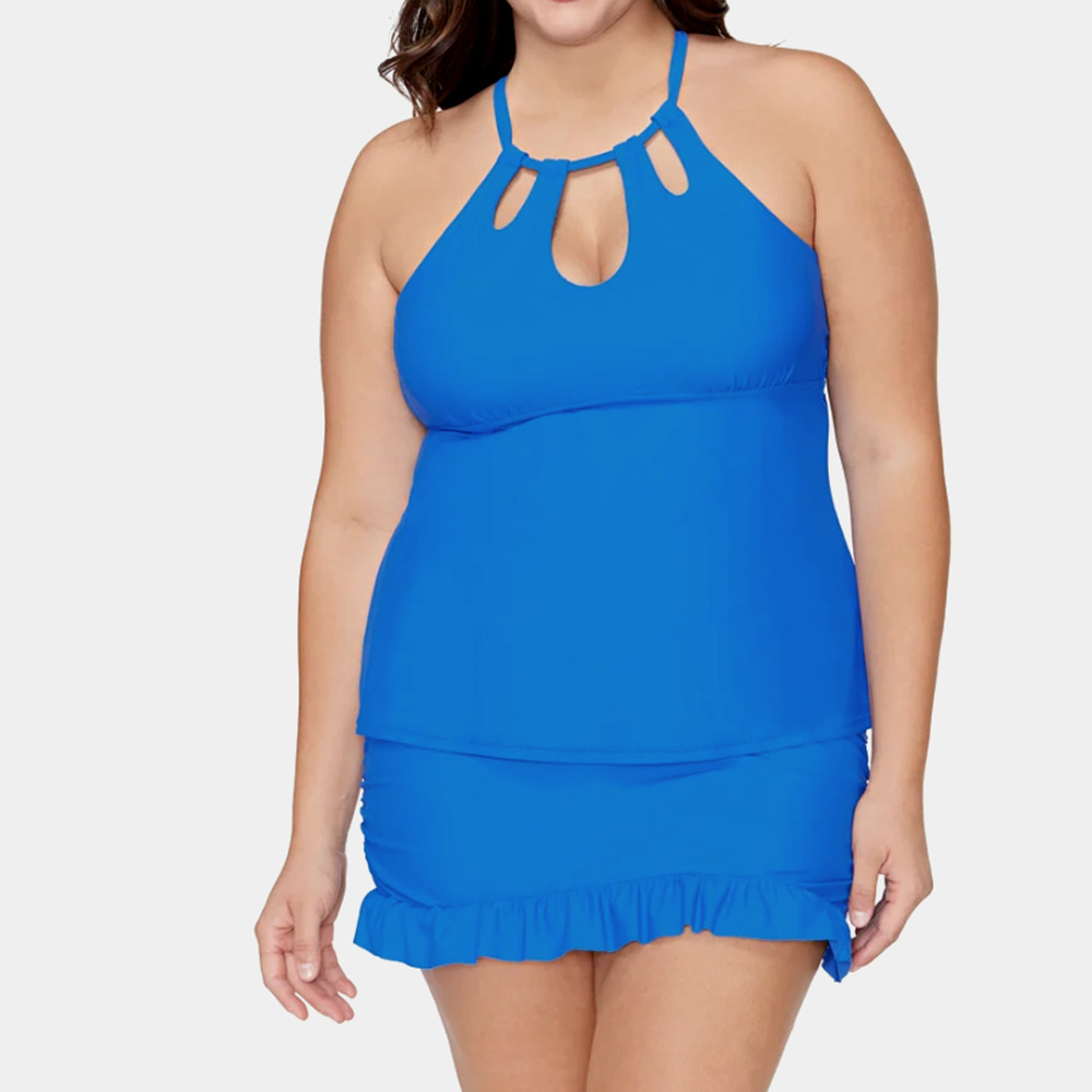 Raisins Curve Echo Swim Skirt | 22W, Aegean Blue Plus Size - Tummy Control - Picture 4 of 4